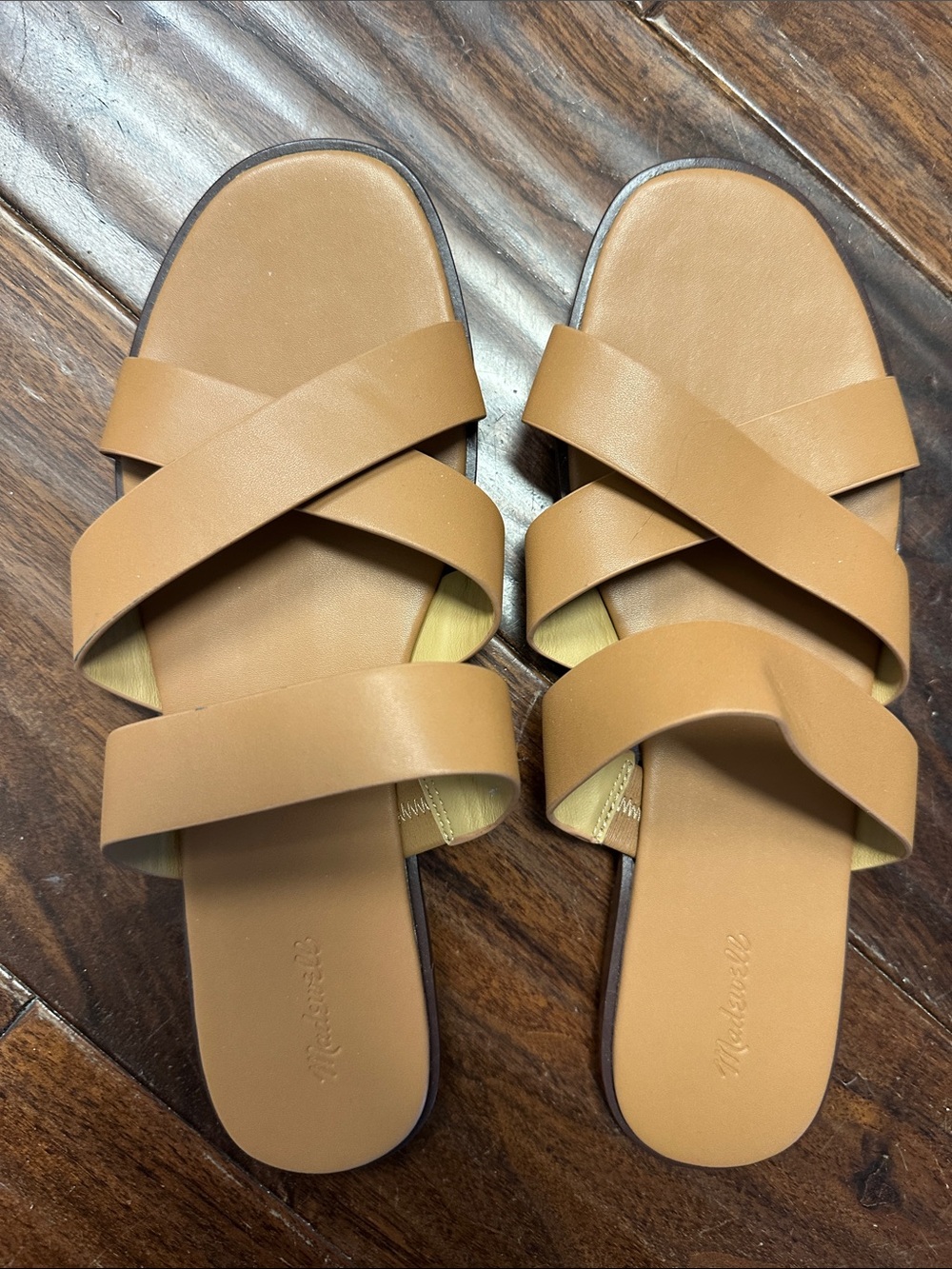 Madewell The Mena leather Slide Sandals Desert Camel
